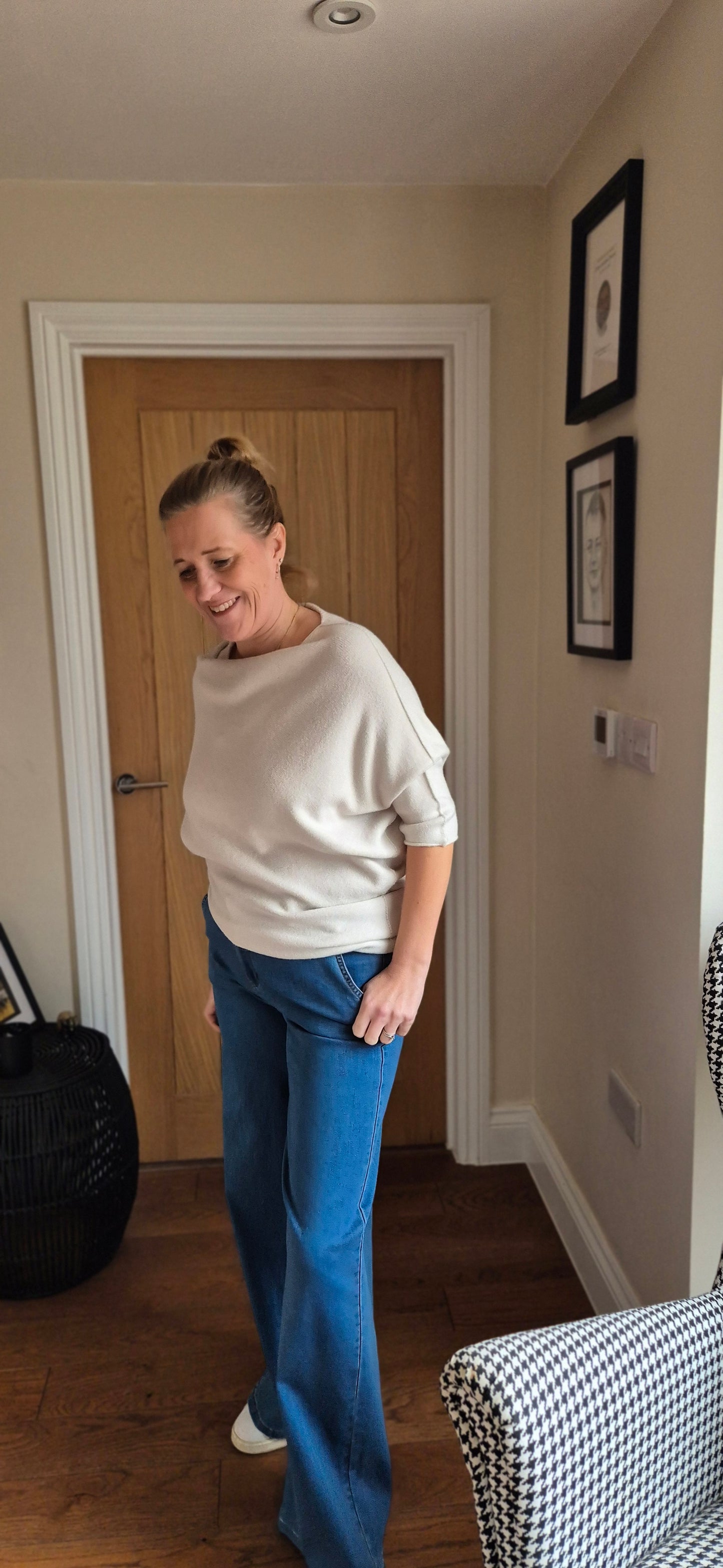 Aria Sweater – Lightweight Asymmetrical 3/4 Sleeve Knit